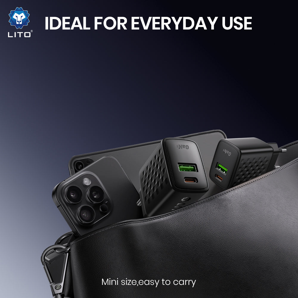 Incarcator Retea Cu Cablu USB-C Lito LC19T, 30W, 3A, 1 x USB-A - 1 x USB-C, Negru