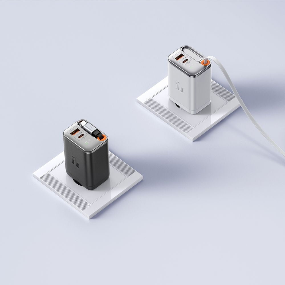 Incarcator Retea Cu Cablu USB-C McDodo CH-4103 FreeGo Display, 67W, 3.35A, 1 x USB-A - 1 x USB-C, Alb