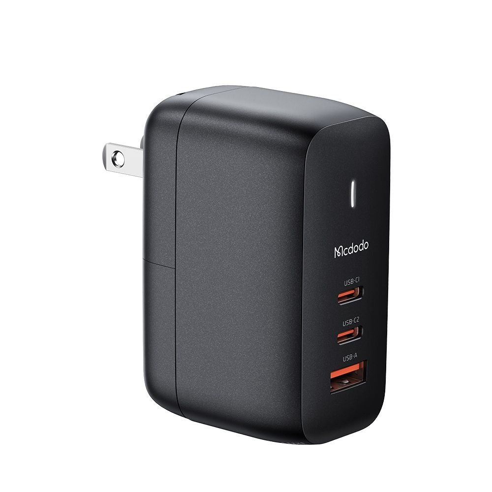 Incarcator Retea Cu Cablu USB-C McDodo CH-8442 Mecha Travel, 65W, 5A, 1 x USB-A - 2 x USB-C, Negru