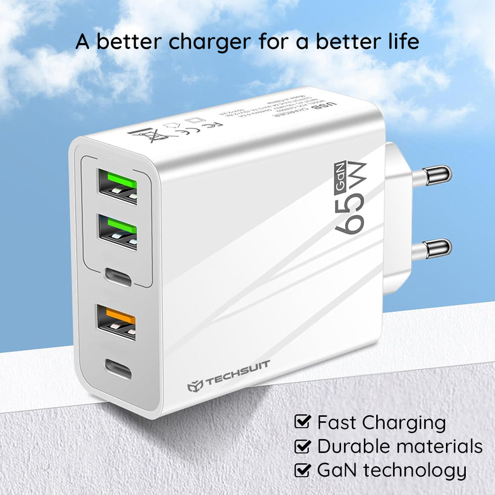Incarcator Retea Cu Cablu USB-C Techsuit CHC2 PentaXPower, 20W, 3A, 3 x USB-A - 2 x USB-C, Negru