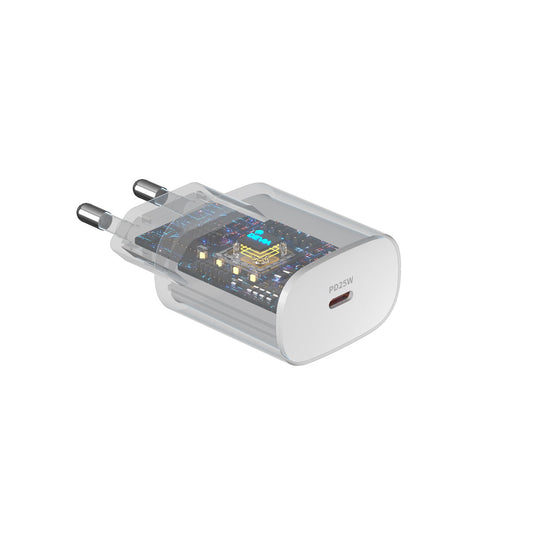 Incarcator Retea Cu Cablu USB-C DEVIA RLC-383, 25W, 3A, 1 x USB-C, Alb