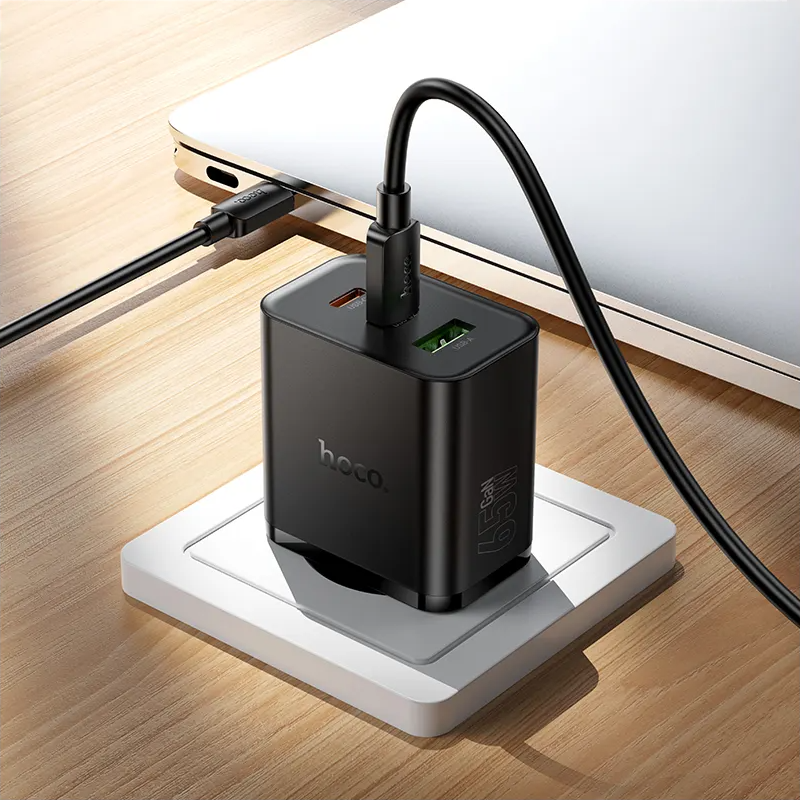 Incarcator Retea HOCO N75, 65W, 3A, 1 x USB-A - 2 x USB-C, Negru