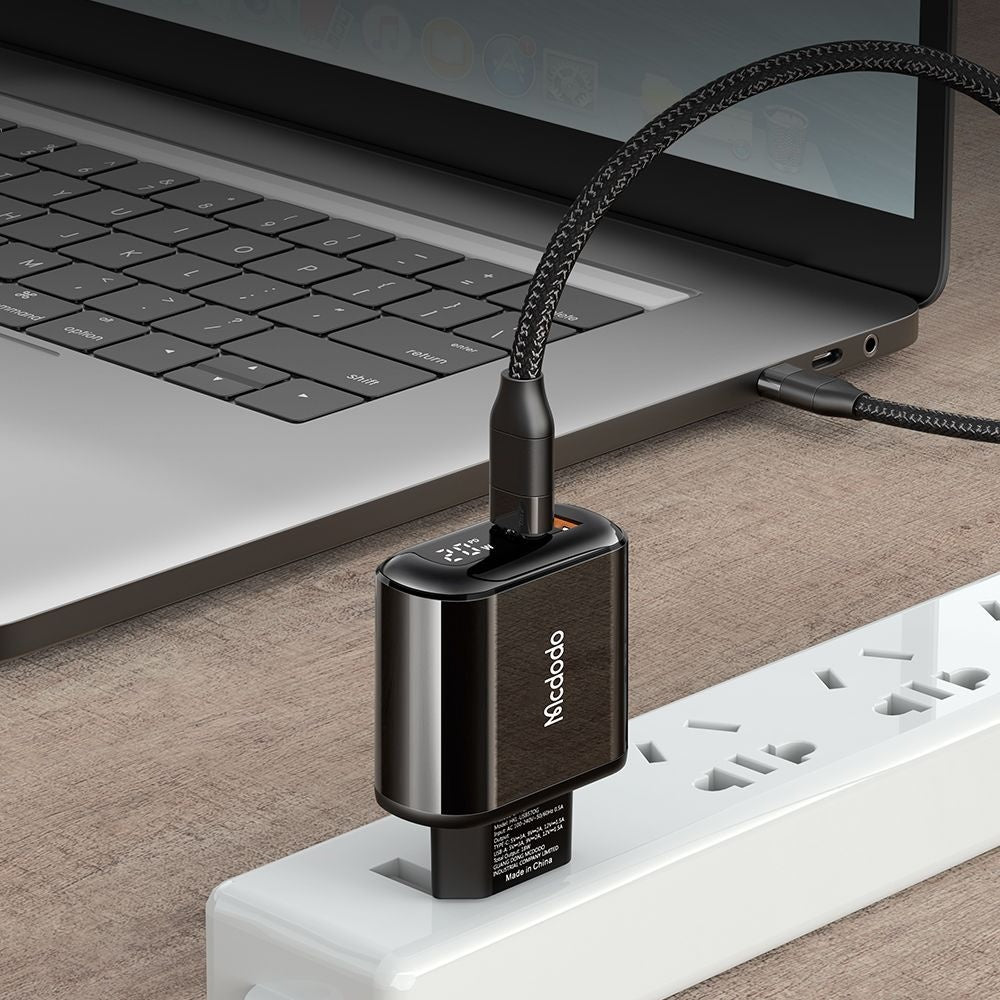 Incarcator Retea McDodo CH-7170 Chocolate Display, 20W, 3A, 1 x USB-A - 1 x USB-C, Negru