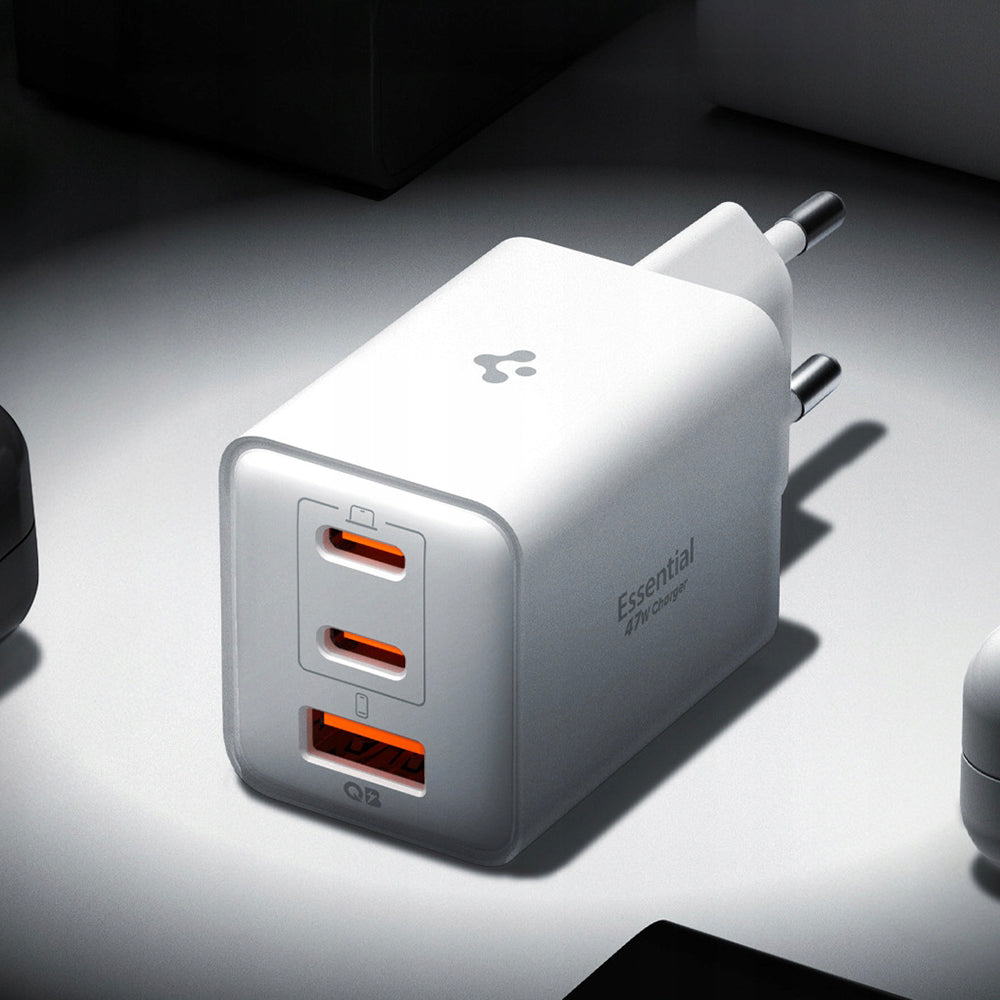 Incarcator Retea Spigen EE473EU Essential, 47W, 3A, 1 x USB-A - 2 x USB-C, Alb ACH09464