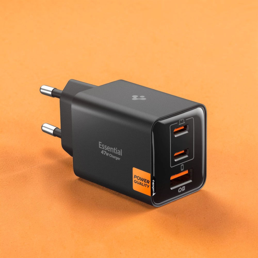 Incarcator Retea Spigen EE473EU Essential, 47W, 3A, 1 x USB-A - 2 x USB-C, Negru ACH09465