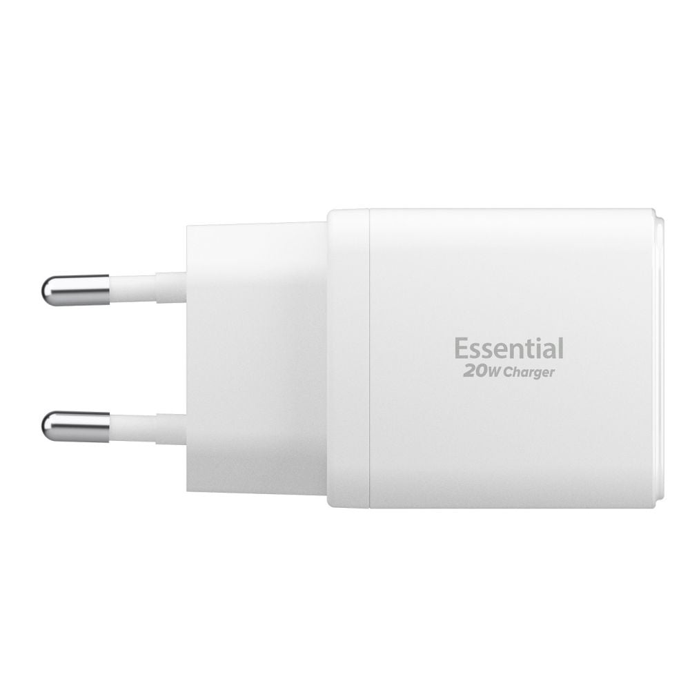 Incarcator Retea Spigen Essential, 20W, 3A, 1 x USB-A - 1 x USB-C, Alb ACH08704