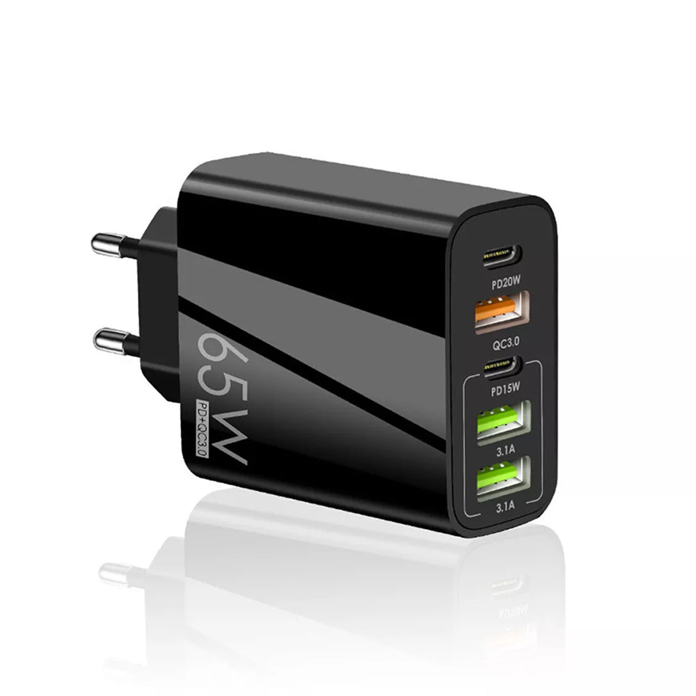 Incarcator Retea Techsuit CHC2 PentaXPower, 20W, 3A, 3 x USB-A - 2 x USB-C, Negru