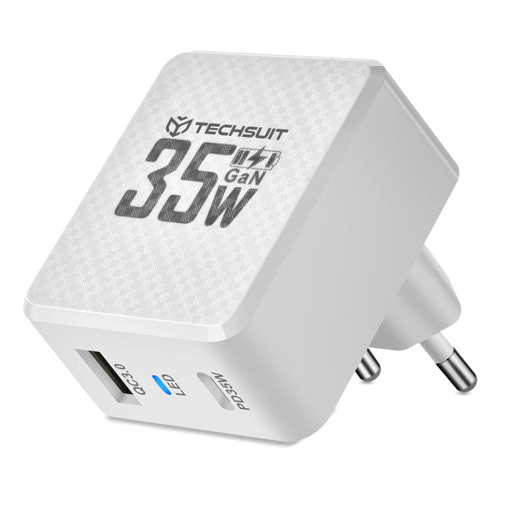 Incarcator Retea Techsuit CHPD173 Tiny, 35W, 3A, 1 x USB-A - 1 x USB-C, Alb