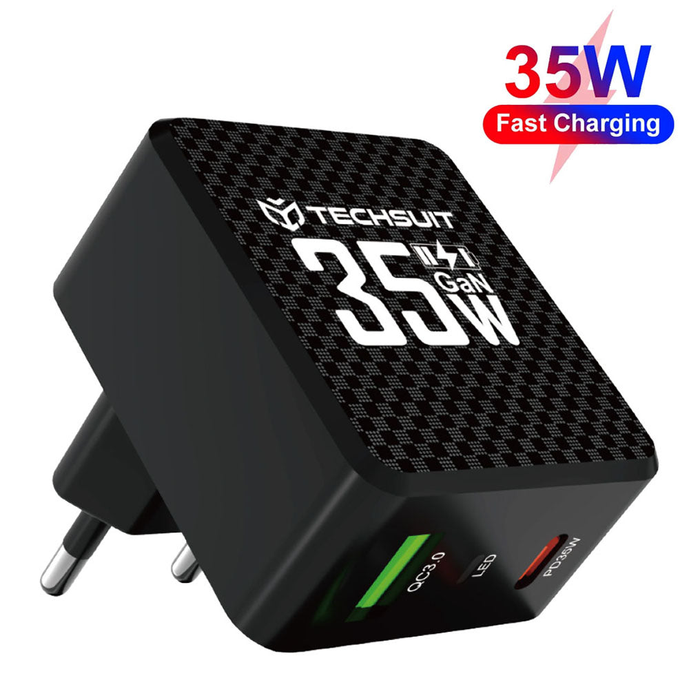 Incarcator Retea Techsuit CHPD173 Tiny, 35W, 3A, 1 x USB-A - 1 x USB-C, Negru