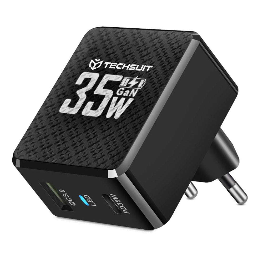 Incarcator Retea Techsuit CHPD173 Tiny, 35W, 3A, 1 x USB-A - 1 x USB-C, Negru