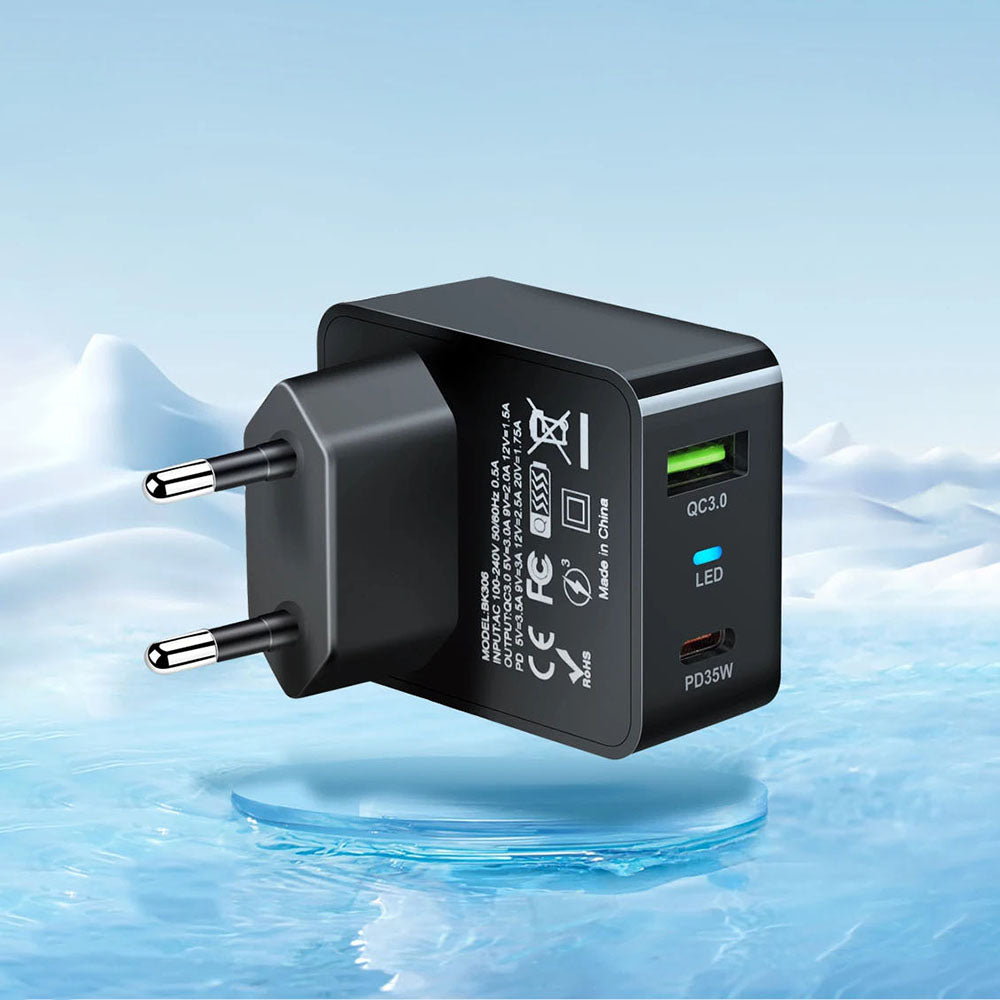 Incarcator Retea Techsuit CHPD173 Tiny, 35W, 3A, 1 x USB-A - 1 x USB-C, Negru