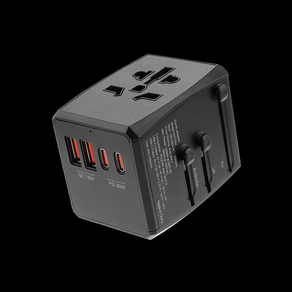 Incarcator Retea Techsuit HHT904-B2 Travel, 20W, 3A, 2 x USB-A - 2 x USB-C, Negru