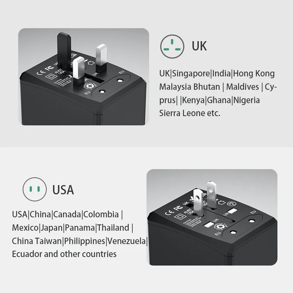 Incarcator Retea Techsuit HHT904-W2 Travel, 20W, 3A, 2 x USB-A - 2 x USB-C, Alb