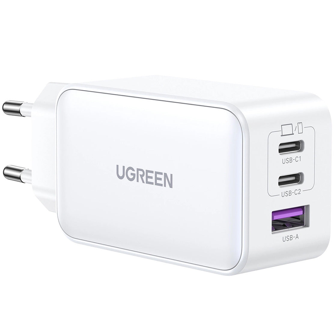 Incarcator Retea UGREEN CD244, 65W, 3A, 1 x USB-A - 2 x USB-C, Gri