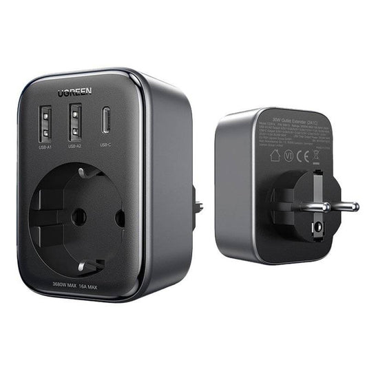 Incarcator Retea UGREEN CD314, 30W, 3A, 2 x USB-A - 1 x USB-C - 1 x Schuko, Negru