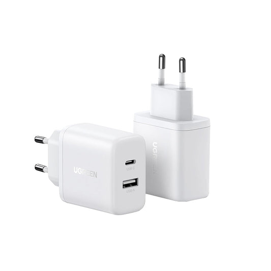 Incarcator Retea UGREEN X227, 20W, 3A, 1 x USB-A - 1 x USB-C, Alb