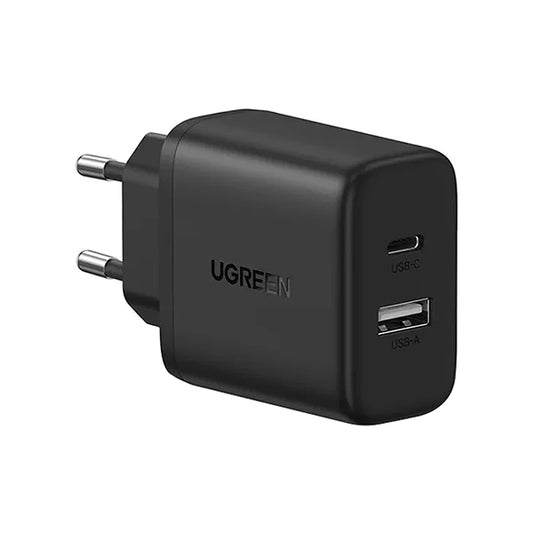 Incarcator Retea UGREEN X227, 20W, 3A, 1 x USB-A - 1 x USB-C, Negru