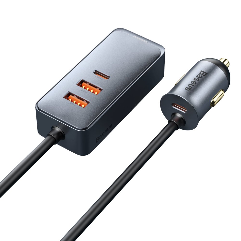 Incarcator Auto Baseus Share Together, 120W, 3A, 2 x USB-A - 2 x USB-C, Gri CCBT-A0G