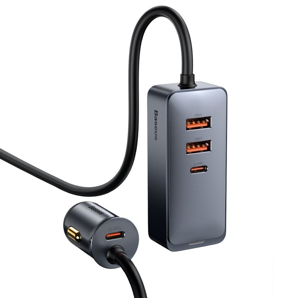 Incarcator Auto Baseus Share Together, 120W, 3A, 2 x USB-A - 2 x USB-C, Gri CCBT-A0G