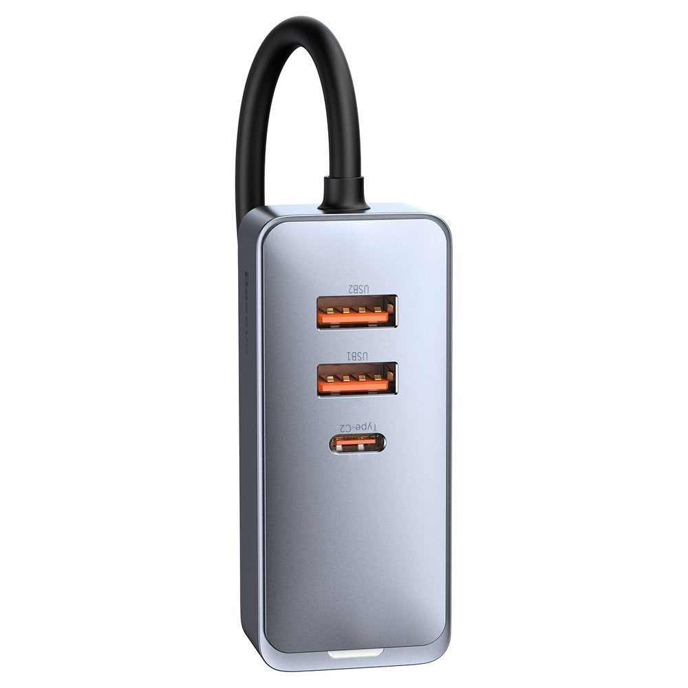 Incarcator Auto Baseus Share Together, 120W, 3A, 2 x USB-A - 2 x USB-C, Gri CCBT-A0G