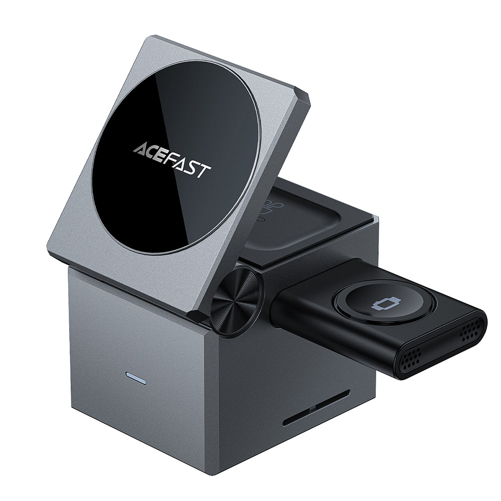 Incarcator Retea Wireless Acefast E18 Rubik's Cube 3in1, 23W, 1.67A, Gri