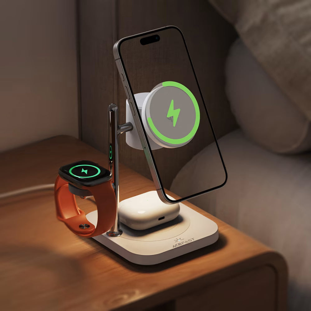 Incarcator Retea Wireless Acefast E39 3in1, 32.5W, Alb