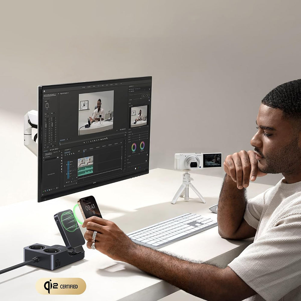 Incarcator Statie Baseus Nomos ND11 QI 6in1, 67W, 3.35A, 1 x USB-A - 2 x USB-C - 2 x Schuko, Negru P80015804213-00