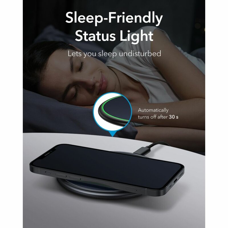 Incarcator Retea Wireless ESR Halolock, 10W, 1.1A, Albastru