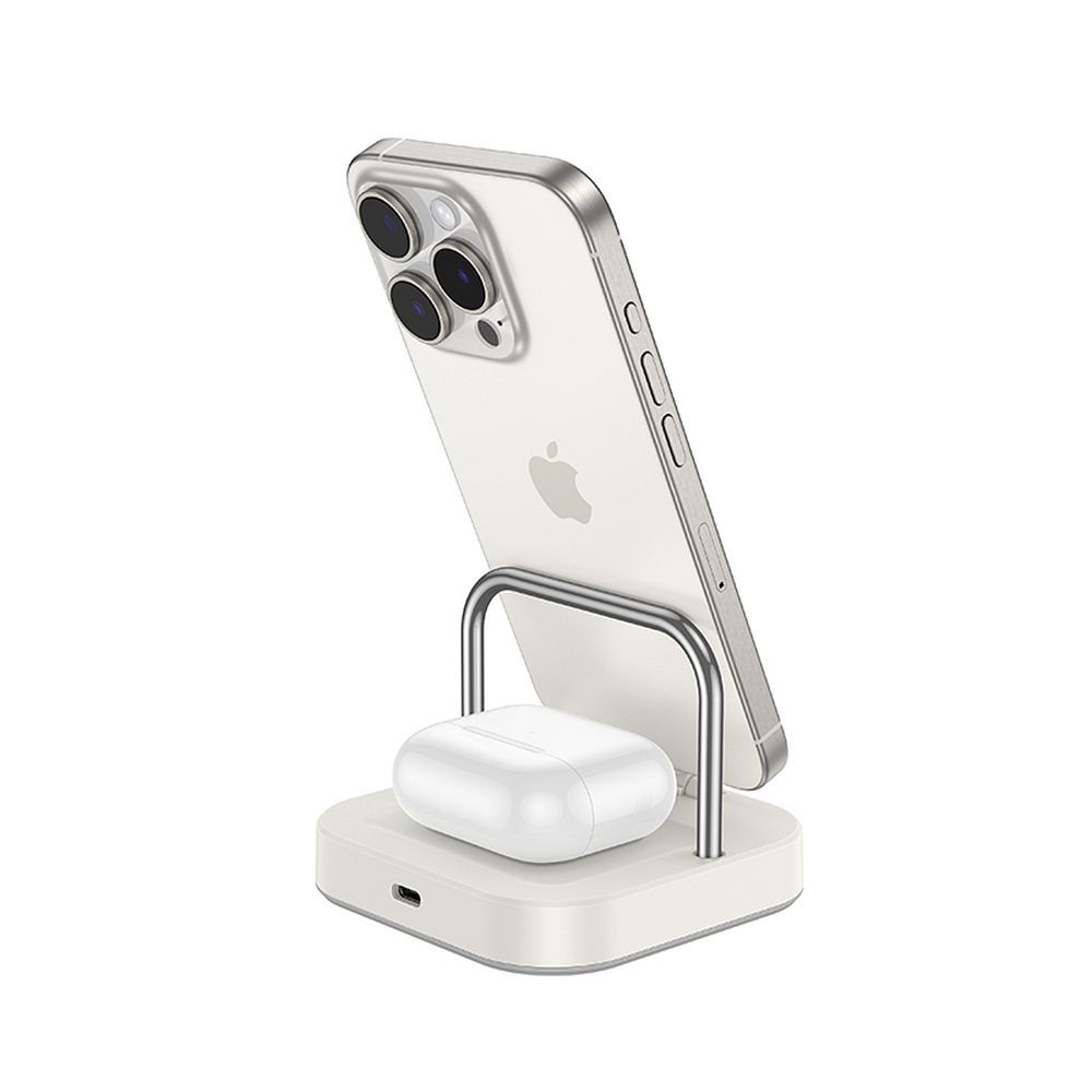 Incarcator Retea Wireless HOCO CQ16A 3in1, 15W, 1.67A, Alb