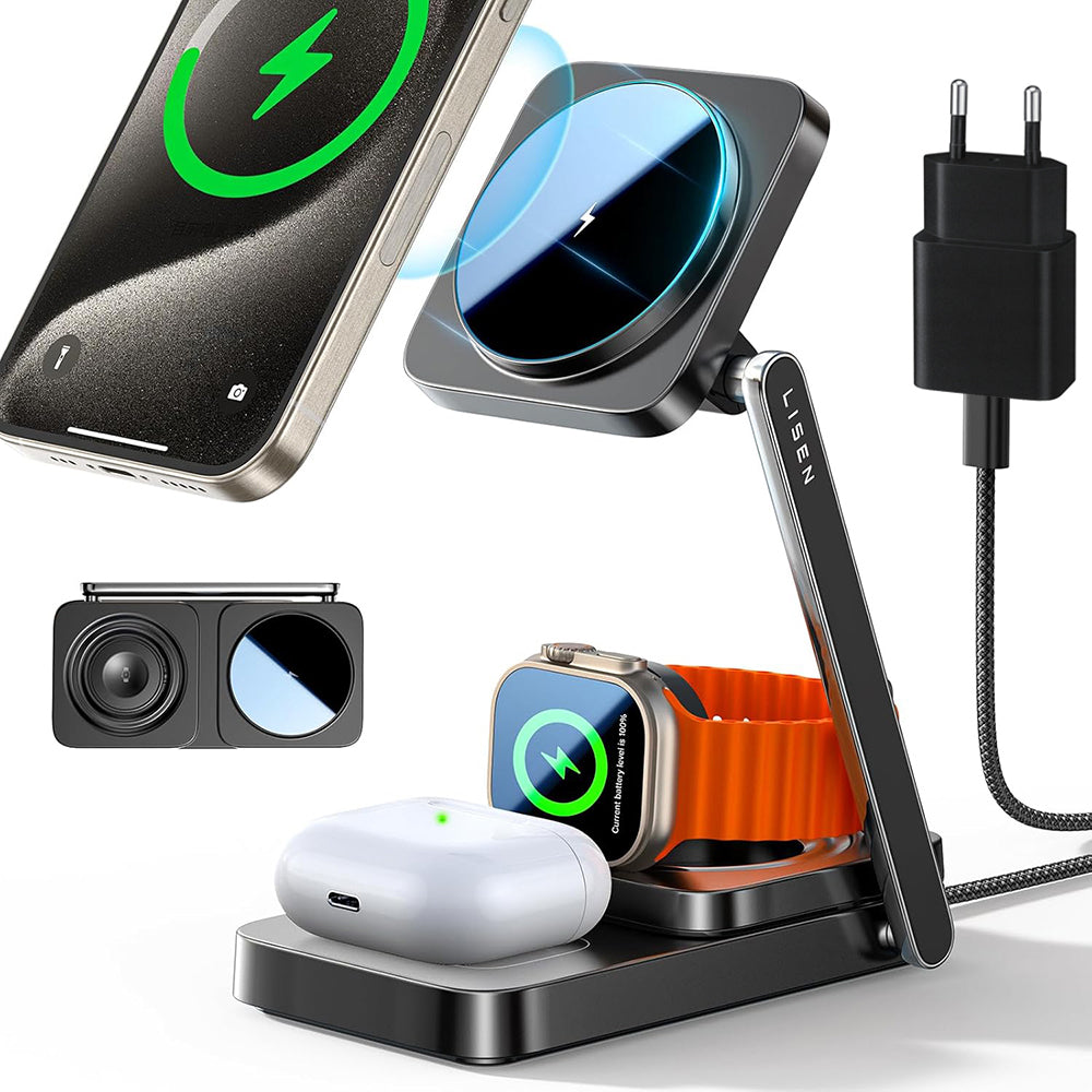 Incarcator Retea Wireless Lisen 3in1, 15W, 1.67A, Negru YL0424010003