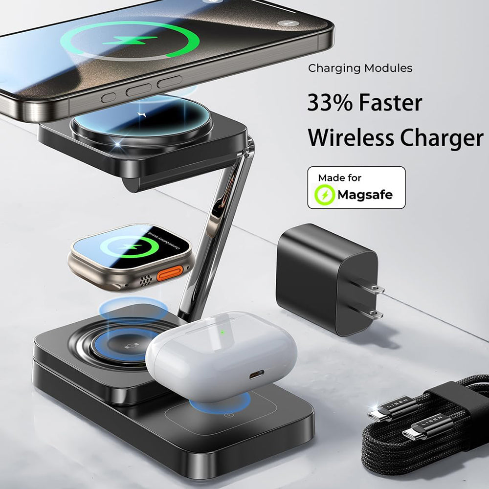 Incarcator Retea Wireless Lisen 3in1, 15W, 1.67A, Negru YL0424010003