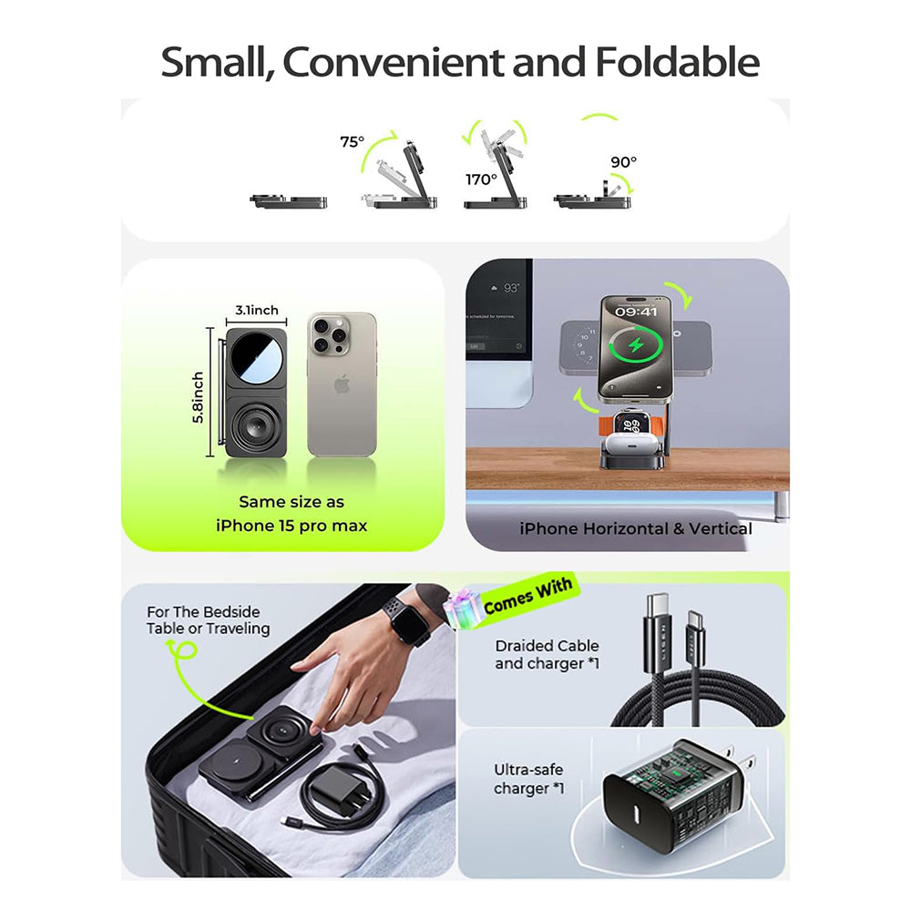 Incarcator Retea Wireless Lisen 3in1, 15W, 1.67A, Negru YL0424010003