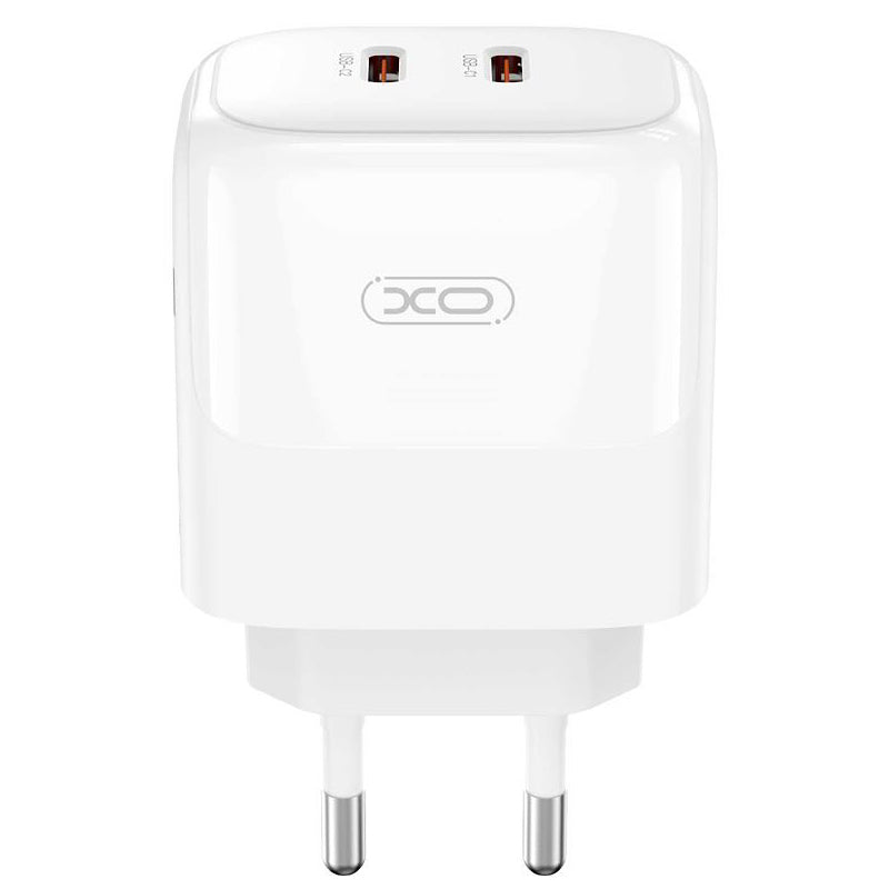 Incarcator Retea XO Design L140, 35W, 3A, 2 x USB-C, Alb