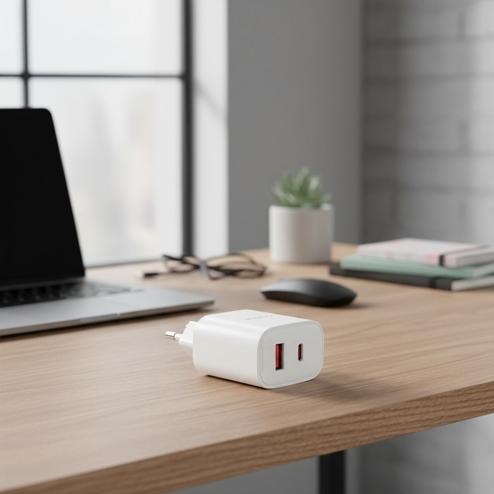 Incarcator Retea Yesido YC02E, 20W, 3A, 1 x USB-A - 1 x USB-C, Alb
