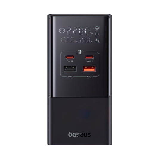 Incarcator Statie Baseus PowerCombo Tower, 100W, 5A, 2 x Schuko - 2 x USB-A - 2 x USB-C, Negru E00023609113-00