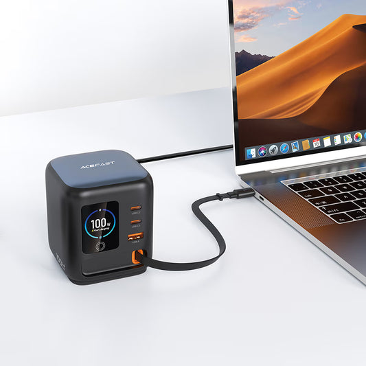 Incarcator Statie Cu Cablu USB-C Acefast Z10, 100W, 1 x USB-A - 2 x USB-C, Negru