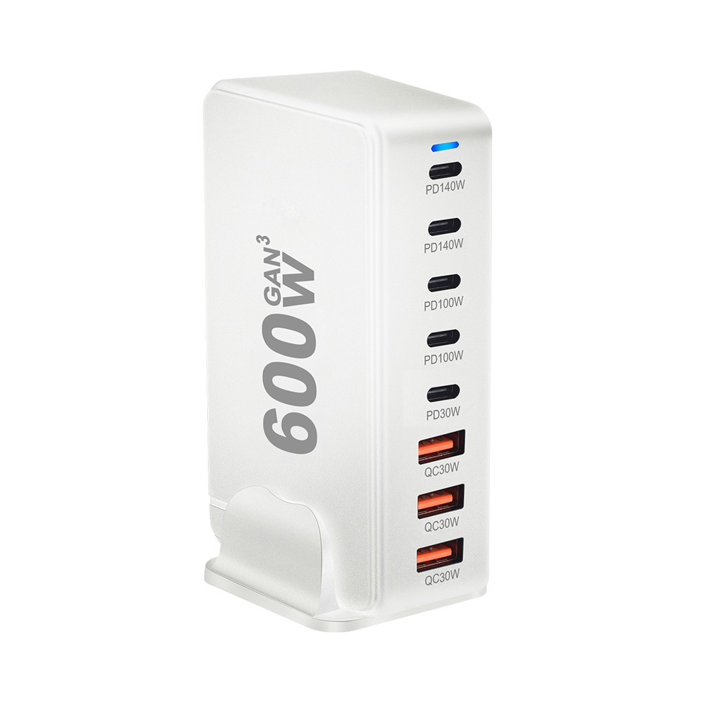 Incarcator Statie OEM, 600W, 4 x USB-A - 4 x USB-C, Alb