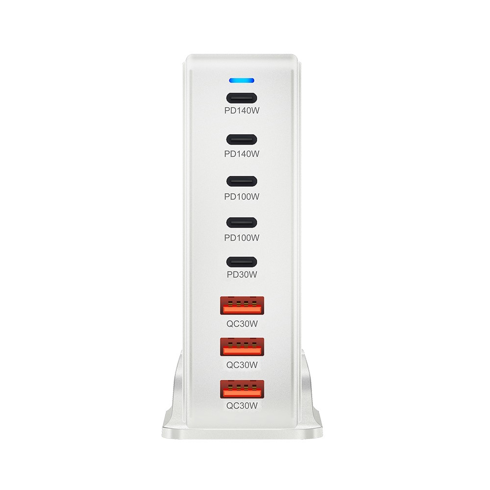 Incarcator Statie OEM, 600W, 4 x USB-A - 4 x USB-C, Alb