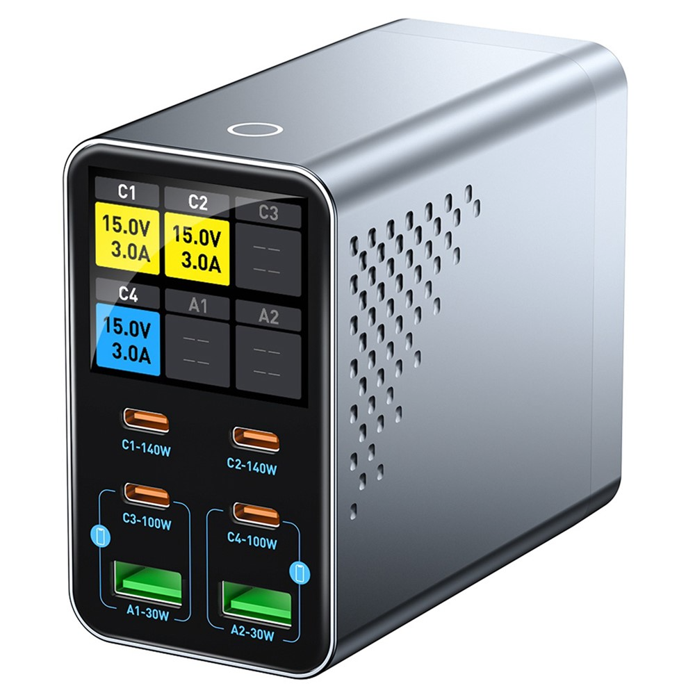 Incarcator Statie OEM WLX-G3, 140W, 5A, 2 x USB-A - 4 x USB-C, Gri