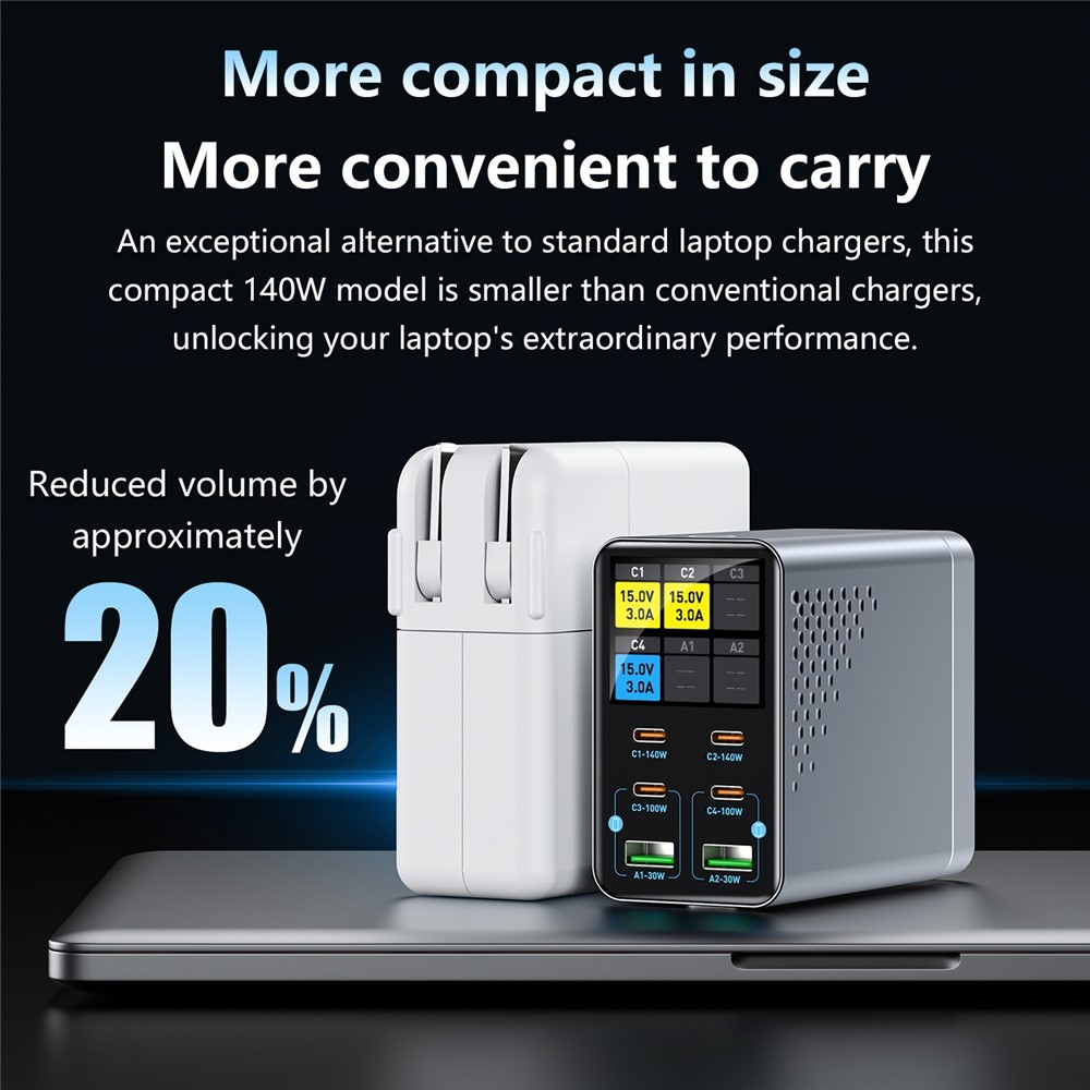 Incarcator Statie OEM WLX-G3, 140W, 5A, 2 x USB-A - 4 x USB-C, Gri