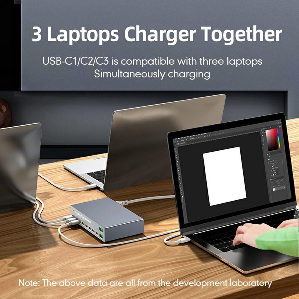 Incarcator Statie OEM WLX-X6Y, 140W, 5A, 2 x USB-A - 8 x USB-C, Argintiu