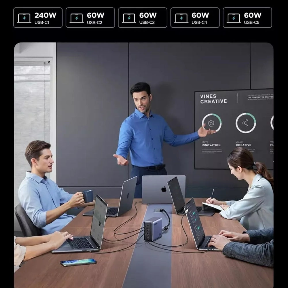 Incarcator Statie UGREEN Nexode X759, 500W, 5A, 1 x USB-A - 5 x USB-C, Gri