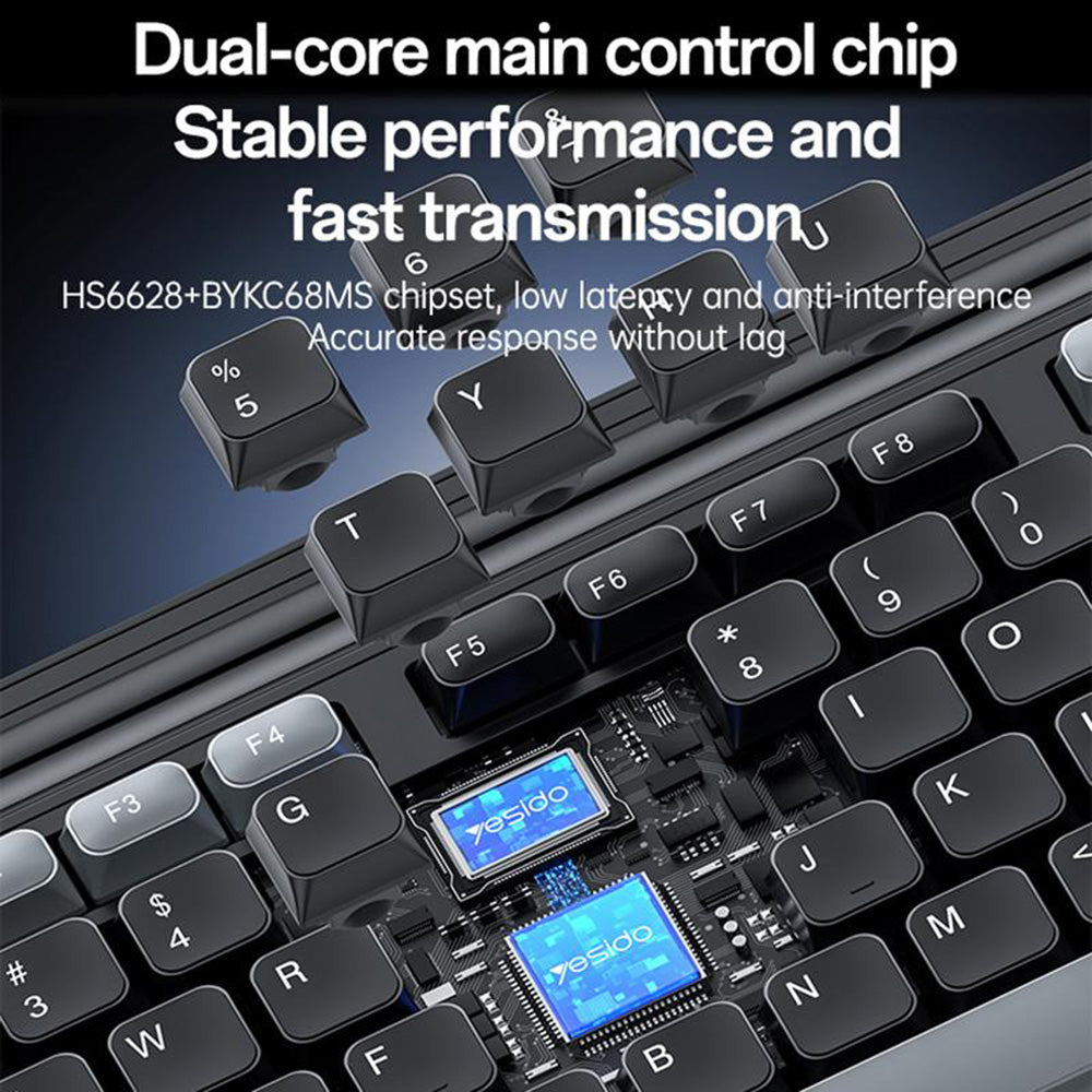 Kit Tastatura si Mouse Wireless Yesido KB43, Negru