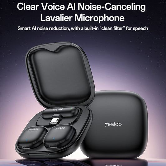 Lavaliera Yesido KR20, Lightning, Set 2 bucati, Neagra