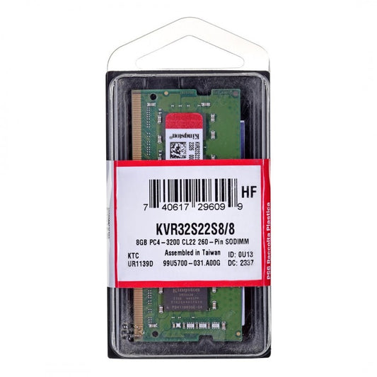 Memorie RAM Kingston ValueRAM, DDR4 SODIMM, 8GB, 3200Mhz KVR32S22S8/8