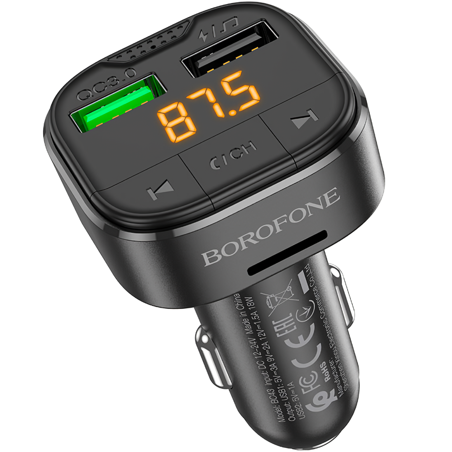Modulator FM Bluetooth Borofone BC43 Flash, 2 x USB-A - 1 x microSD