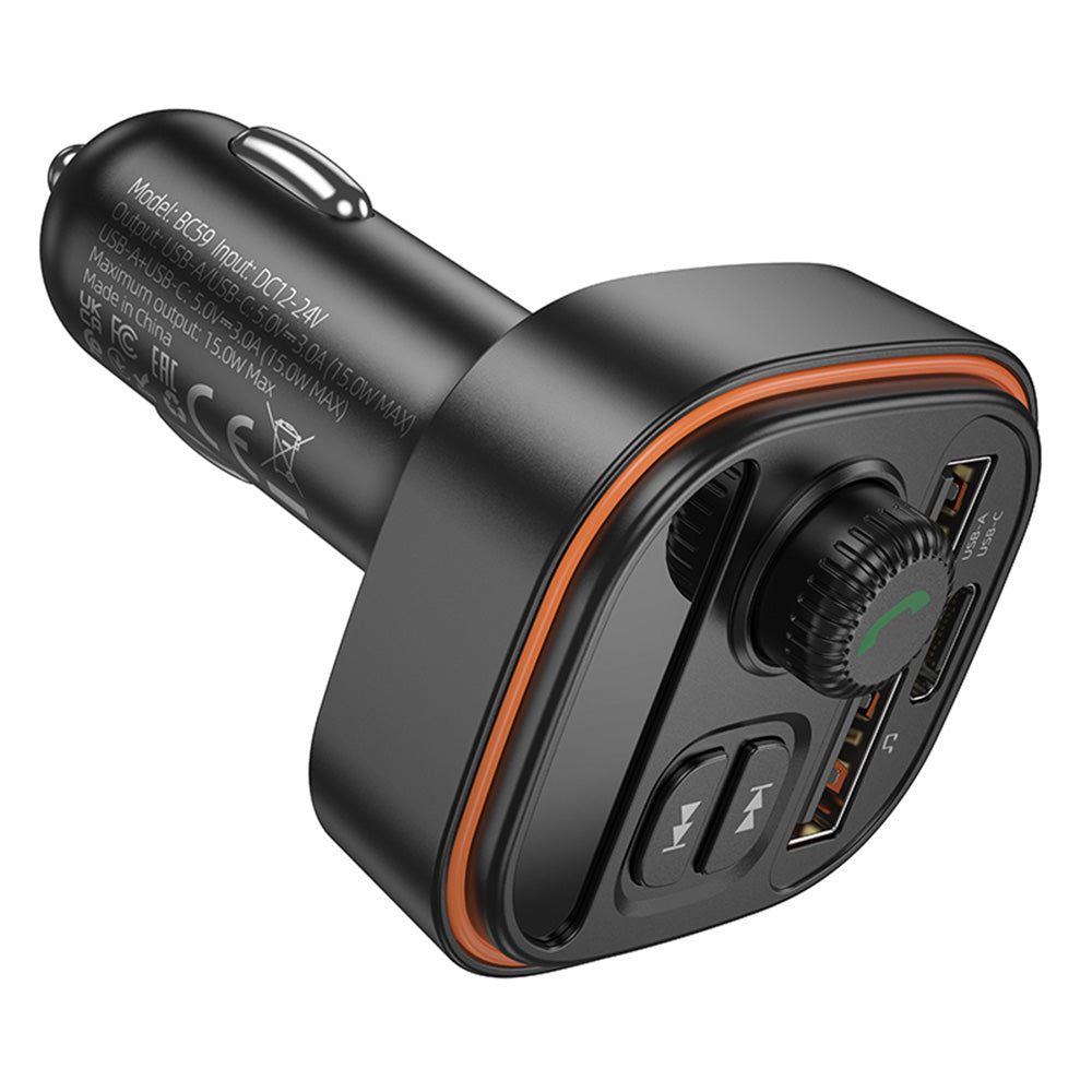 Modulator FM Bluetooth Borofone BC59 Heroic, 2 x USB-A - 1 x USB-C