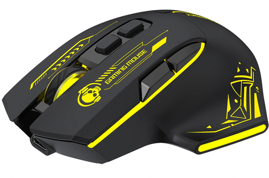 Mouse Gaming Wireless WZK WMGB-1181, 3200DPI, Negru Galben