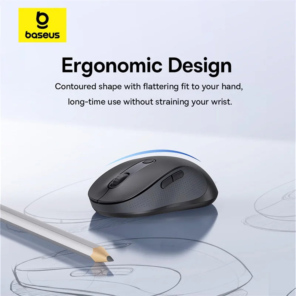 Mouse Wireless Baseus F02, 4000DPI, BT / Wi-Fi, Negru B01055505111-01