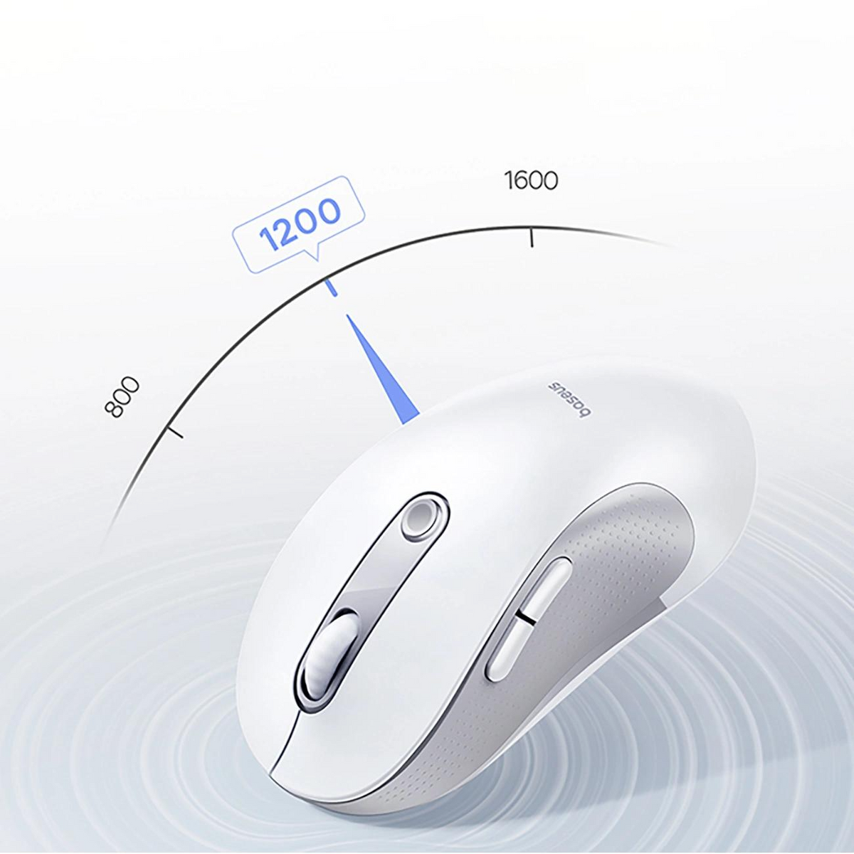 Mouse Wireless Baseus F02, 4000DPI, BT / Wi-Fi, Alb B0203202